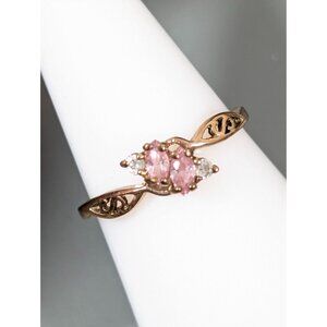 Vintage 18k Gold Electroplate GERSC Pink Marquise CZ Ring Size 9‎